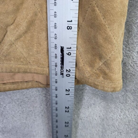 Womens Valerie Stevens Quilted Tan Leather Vest Full Zip Polyester Fill Size S - Picture 6 of 8